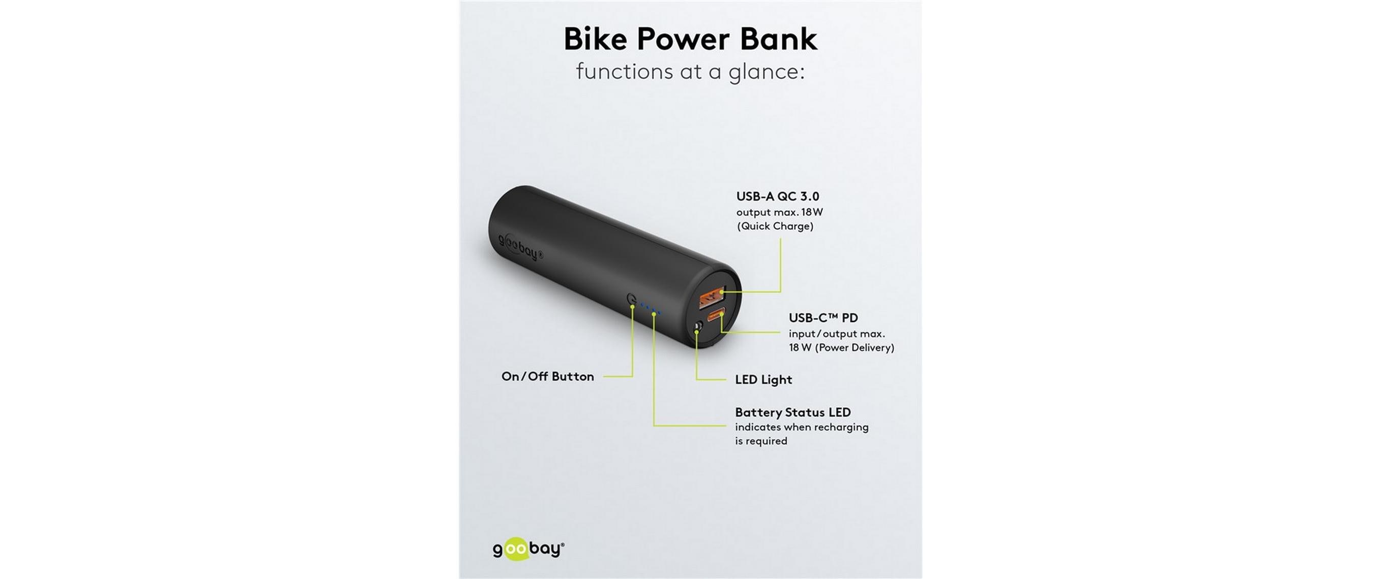 Powerbank Bike 5000 mAhBike-Powerbank inkl. Fahrradhalterung