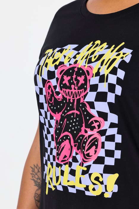 T-Shirt, Boxy Fit, Teddy-Motiv, Halbarm