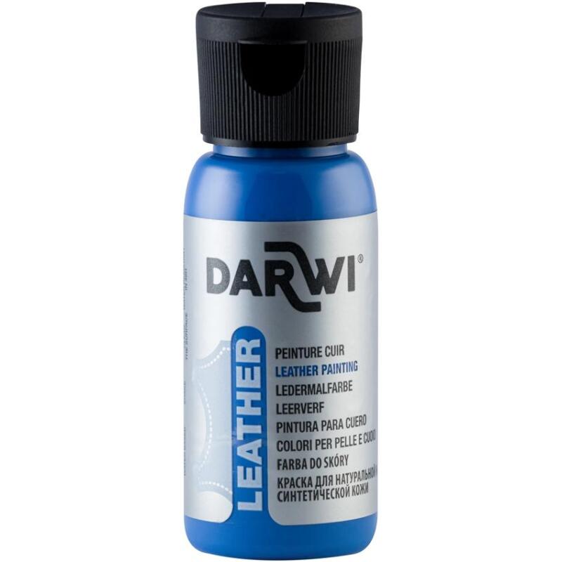 DARWI Flacon de 50 ml de Peinture sur Cuir - Bleu