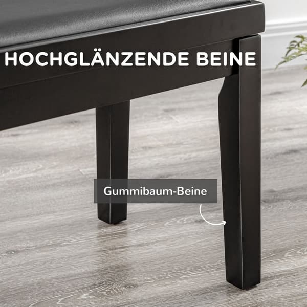 Pianokrakk, Høydejusterbar Pianobenk Med Skinnpute, Pianobenk, Kunstskinn, Gummitre, Svart, 63 X 33 X 45-56 Cm