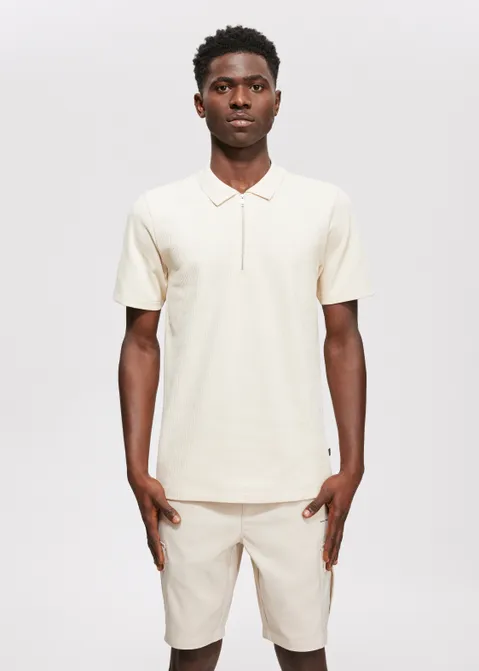 Polo met rits off-white (CREME.L)