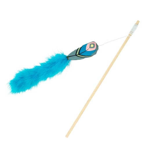 Varinha de gato com penas indianas