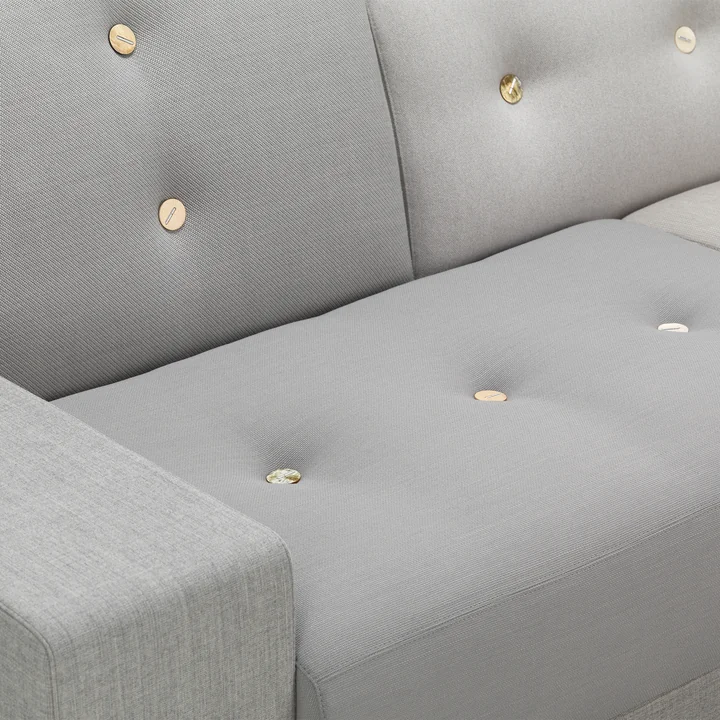 Vitra - Polder Sofa, Armlehne links / grau (Mix The Pebble Greys 04) (Knopset hell 01)