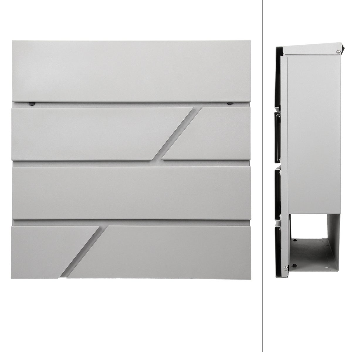 ECD Germany brievenbus met krantenvak, lichtgrijs, 37x11x37 cm, van gepoedercoat roestvrij staal, incl. 2 sleutels, bevestigingsmateriaal, moderne design wandbrievenbus, brievenbus, krantenvak