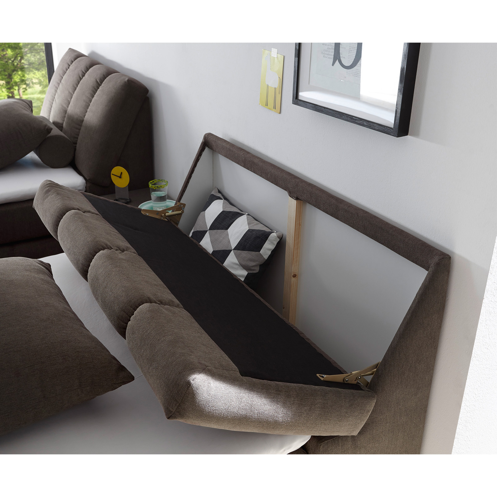 Boxspringbett - braun - H2 - 120x200 cm