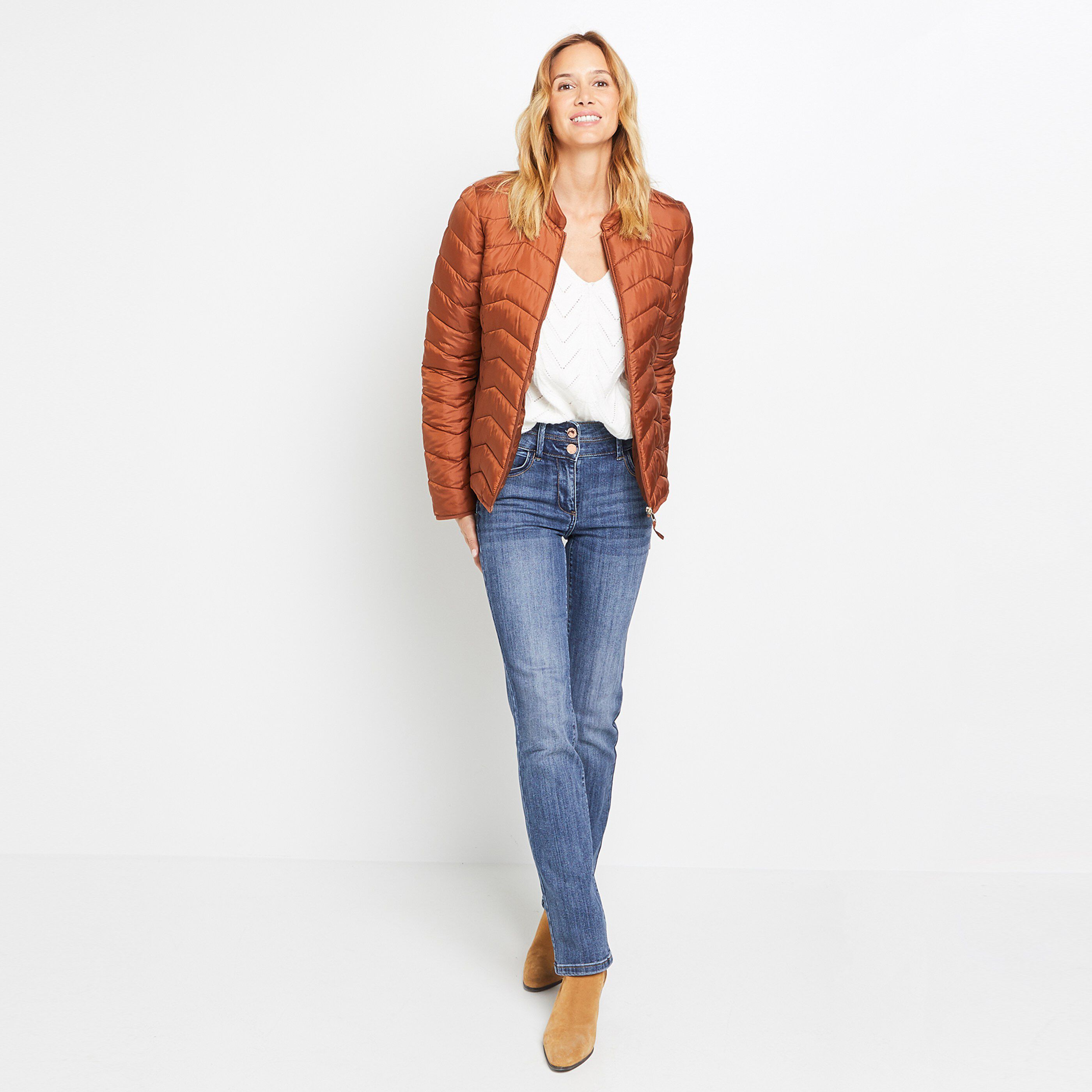 Doudoune légère unie femme - MARRON