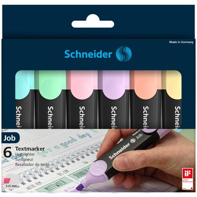 Schneider Job Pastel - Pack de 6 surligneurs - couleurs assorties