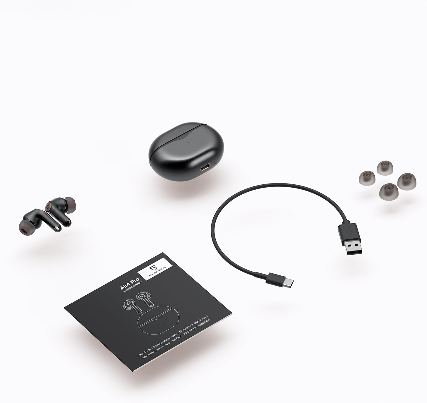 Air 4 Pro True Wireless Bluetooth 5.3 In-Ear Kopfhörer Active Noise Cancelling IPX4 mit Ladecase (B0CHVKPF2D) - Schwarz