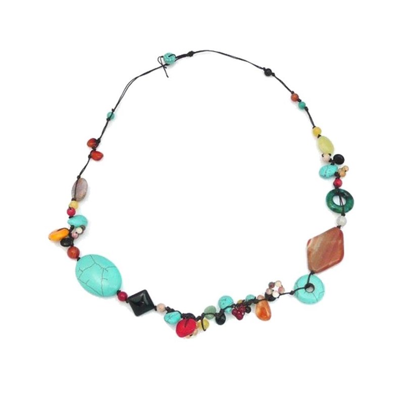 Collier fil de soie & pierres