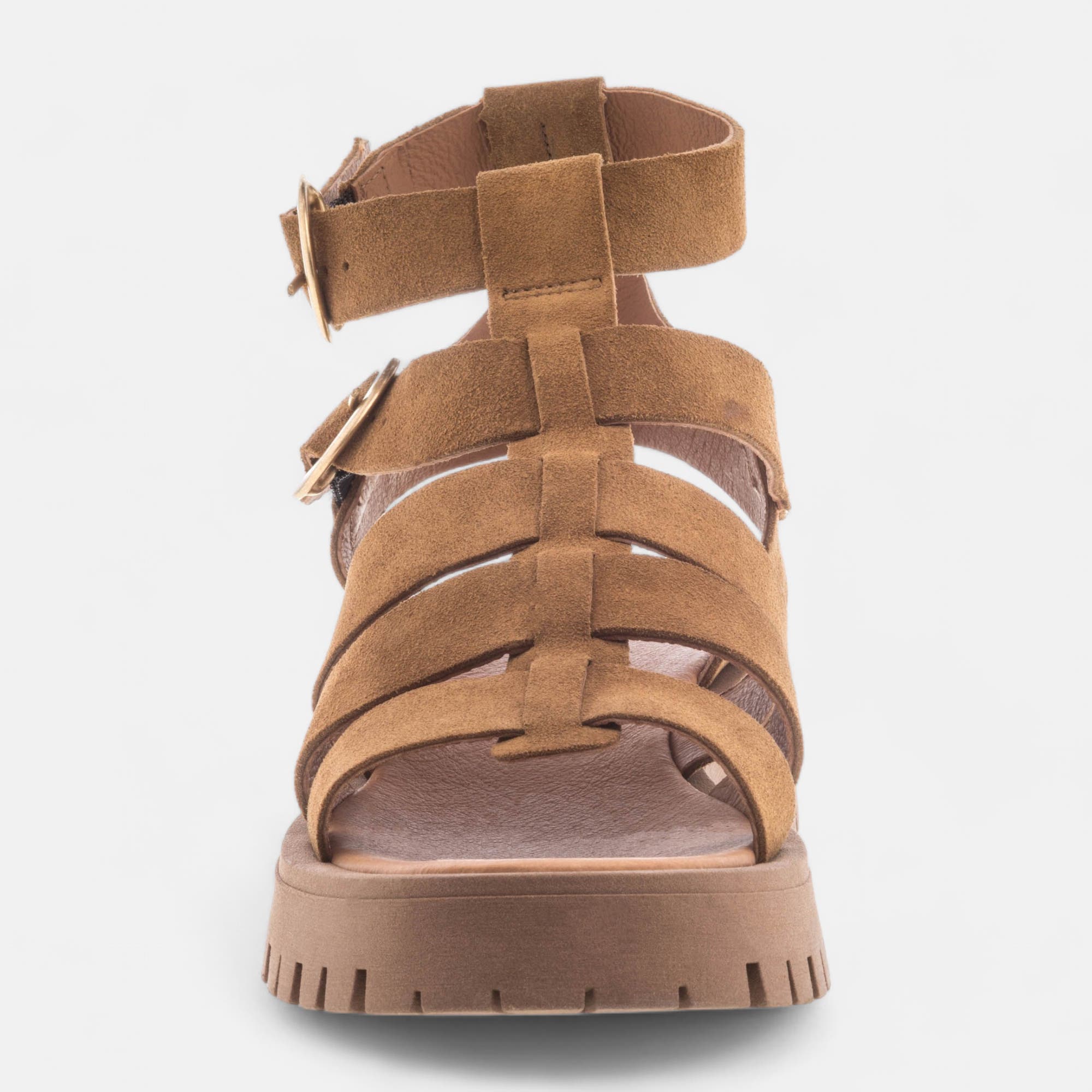 Sandales Femme en cuir cognac