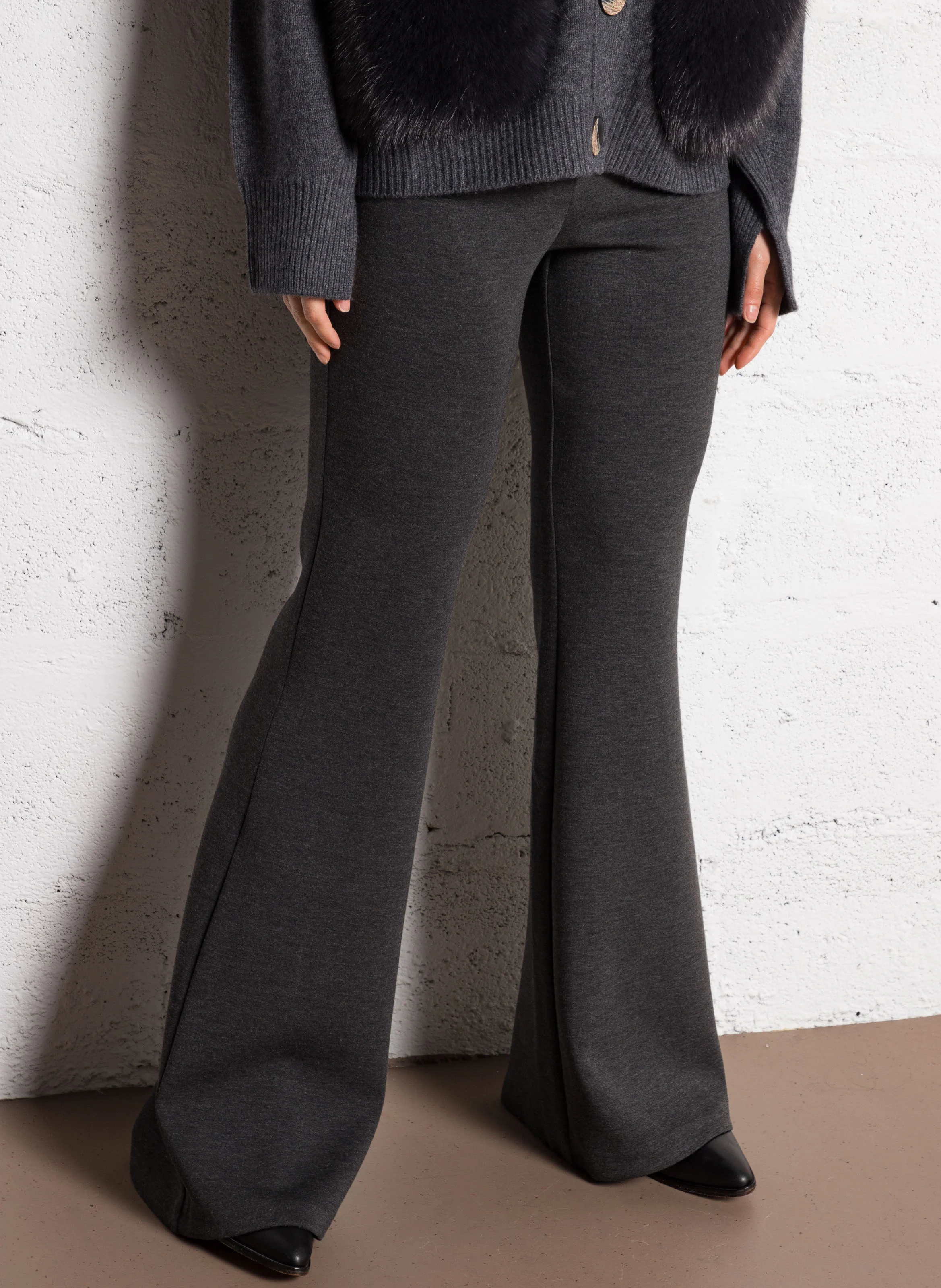 POPPY - Pantalon évasé à taille haute | Gris