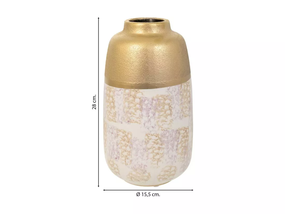 Vase en céramique dorée 15,5x15,5x28h