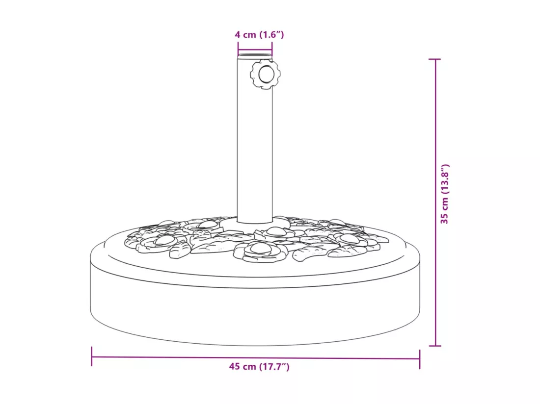 Base de parasol pour mats ?38 / 48 mm 25 kg rond