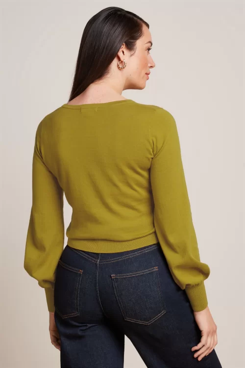 King Louie Bell Sleeve Club top in curry geel