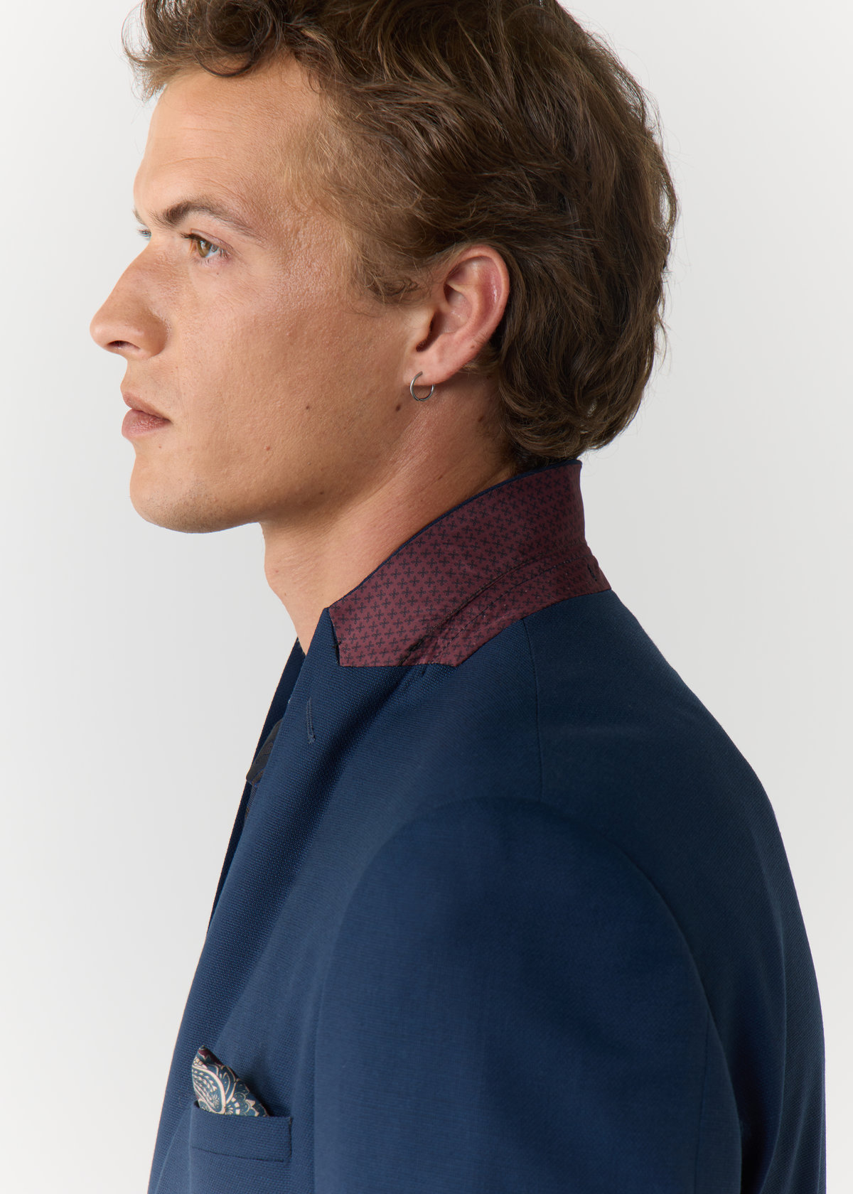Costume 2 pièces Slim en laine stretch unie bleu prusse