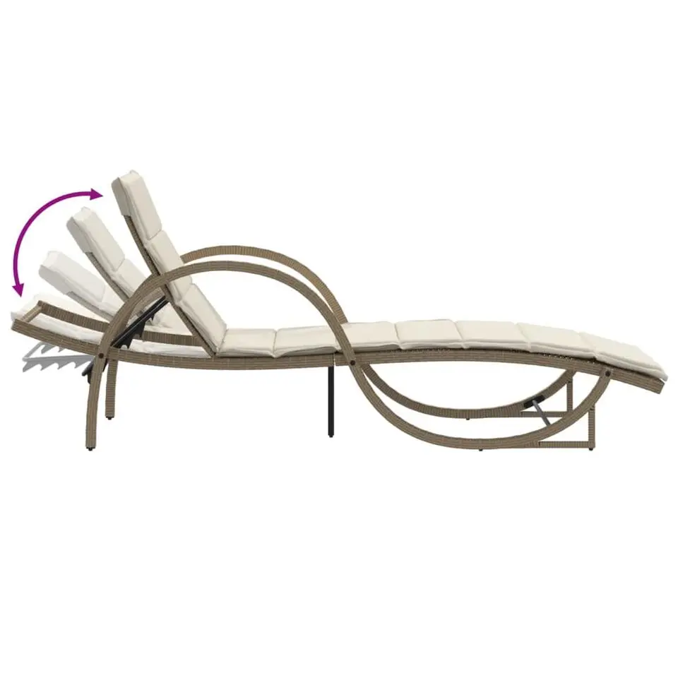 vidaXL - Ligbed - Beige - Poly rattan