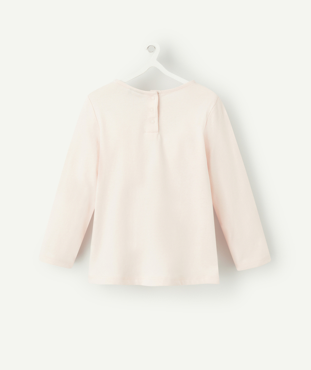 T-SHIRT BÉBÉ FILLE EN COTON BIOLOGIQUE ROSE THÈME CHAMPIGNON
