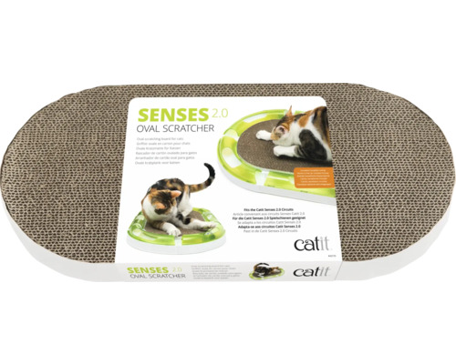 Catit Senses 2.0 Ovale Krabpaal Kartonnen Krabplank, wit/bruin, ca. 24 x 49 x 3,5 cm