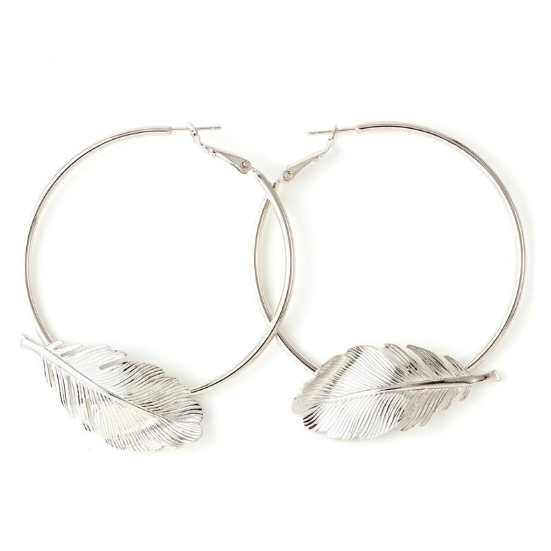 boucles d'oreilles créoles feuilles plaqué argent - ZÉPHYR