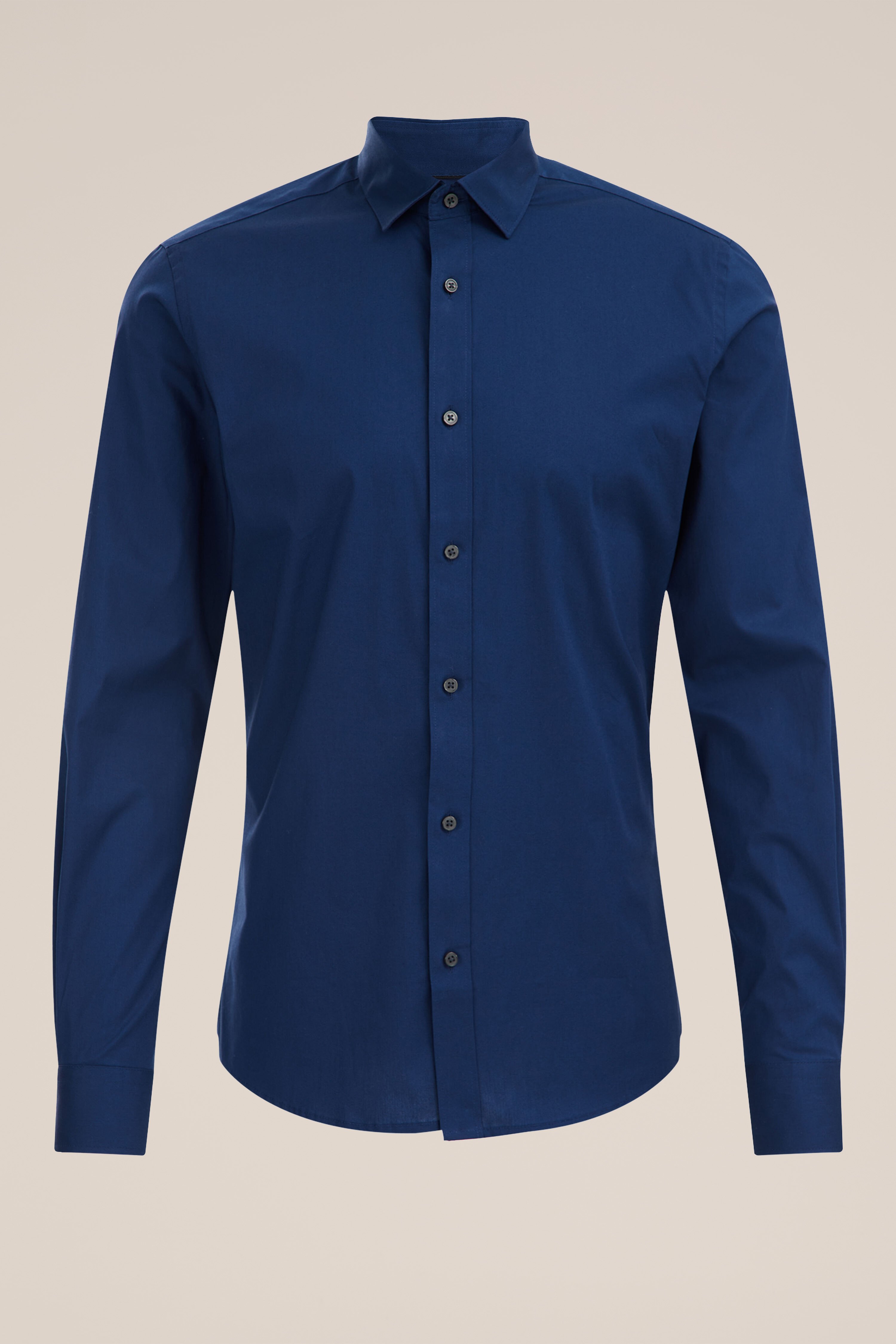 tall fit overhemd met stretch Fundamentals Indigo