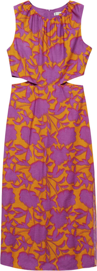 MANGO Printed dress with openings Orange