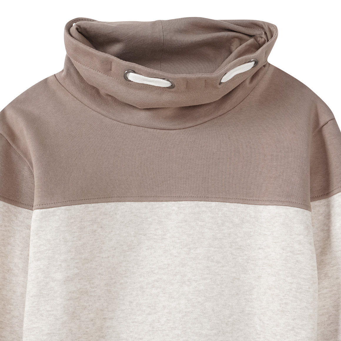 Yigga Jungen Sweatshirt mit Schalkragen hellbraun / hellbeige / dunkelgrau