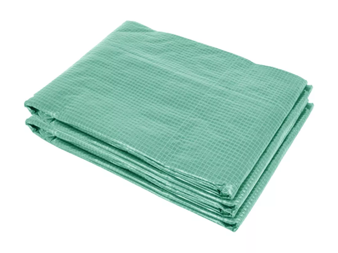 Bâche de rechange serre tunnel 6 m², bâche dim. 3L x 2l x 2H m PE anti-UV imperméable 6 fenêtres + porte enroulable zippée vert