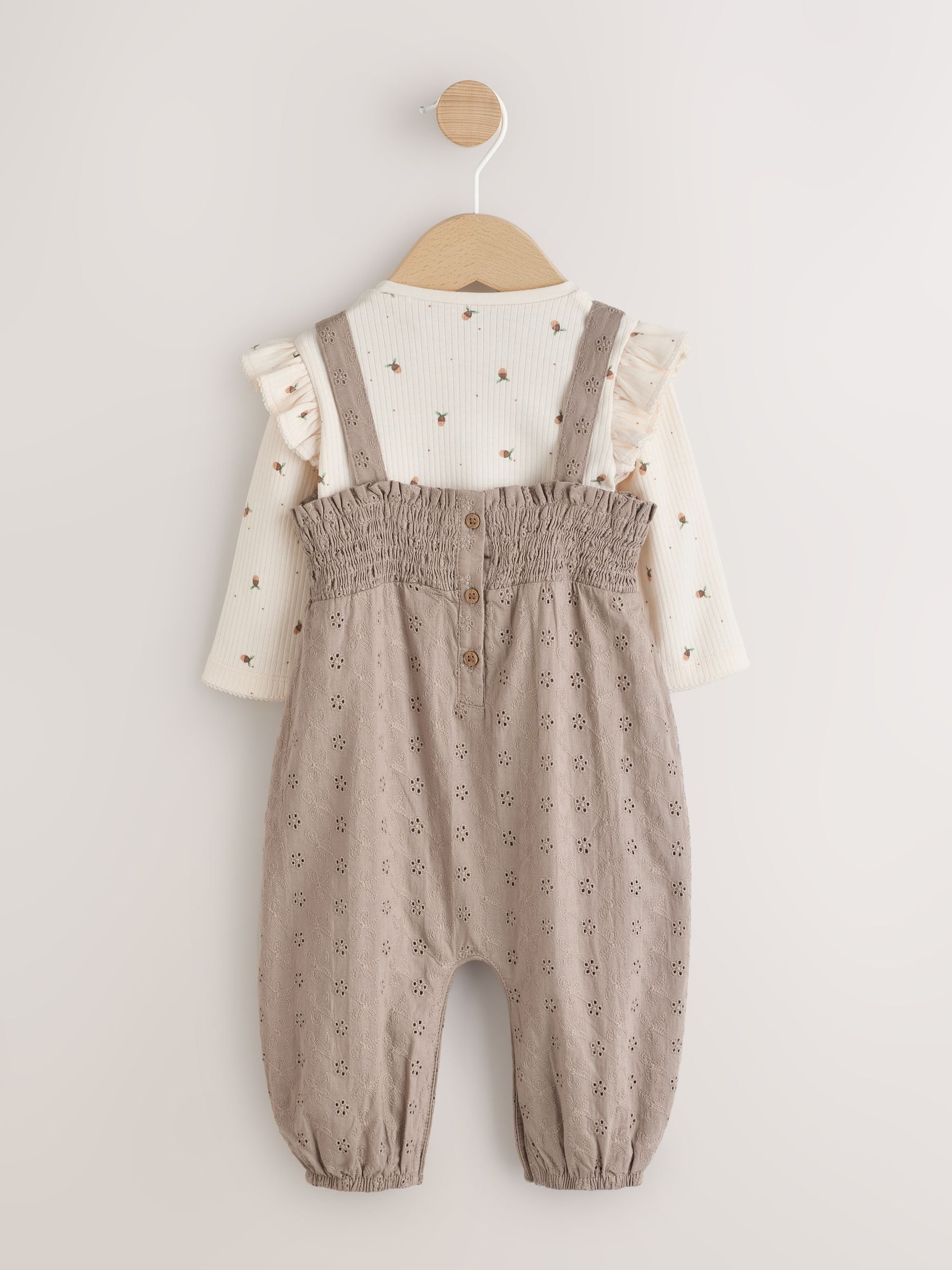 Naturel Broderie - Baby tuinbroek en bodysuit 2 -delige set (0mnd -2jr)