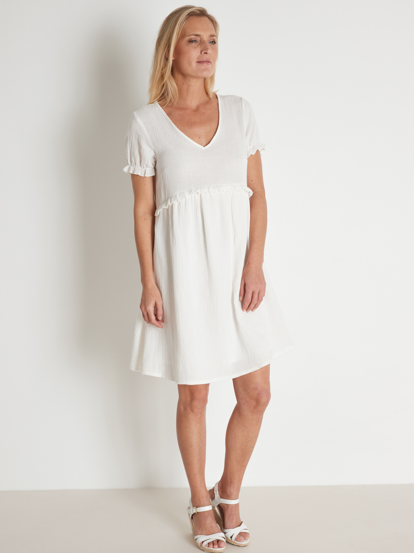 Robe en tissu effet gaufré pur coton