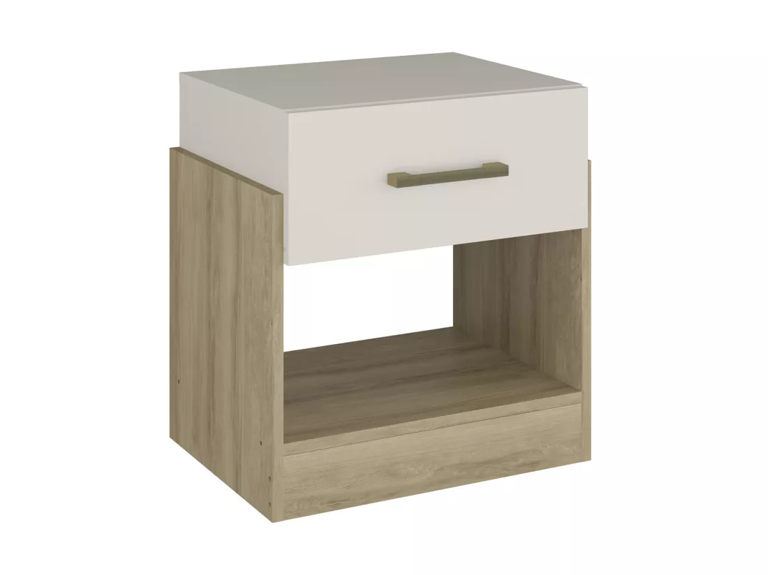 Table de chevet 1 tiroir et 1 niche - Coloris : Naturel et ivoire - BODIL II