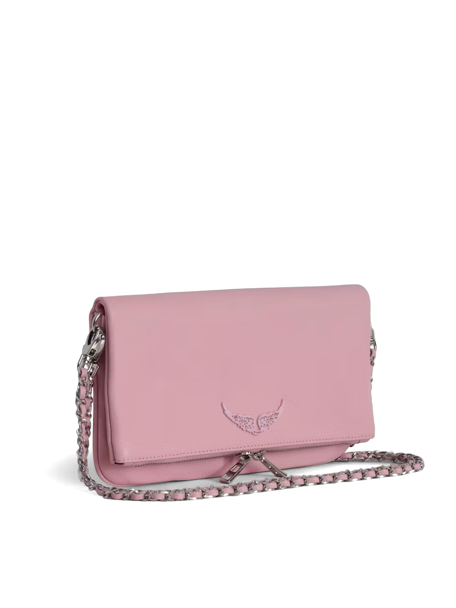 ROCK - Pochette en cuir chaînes en métal | Rose