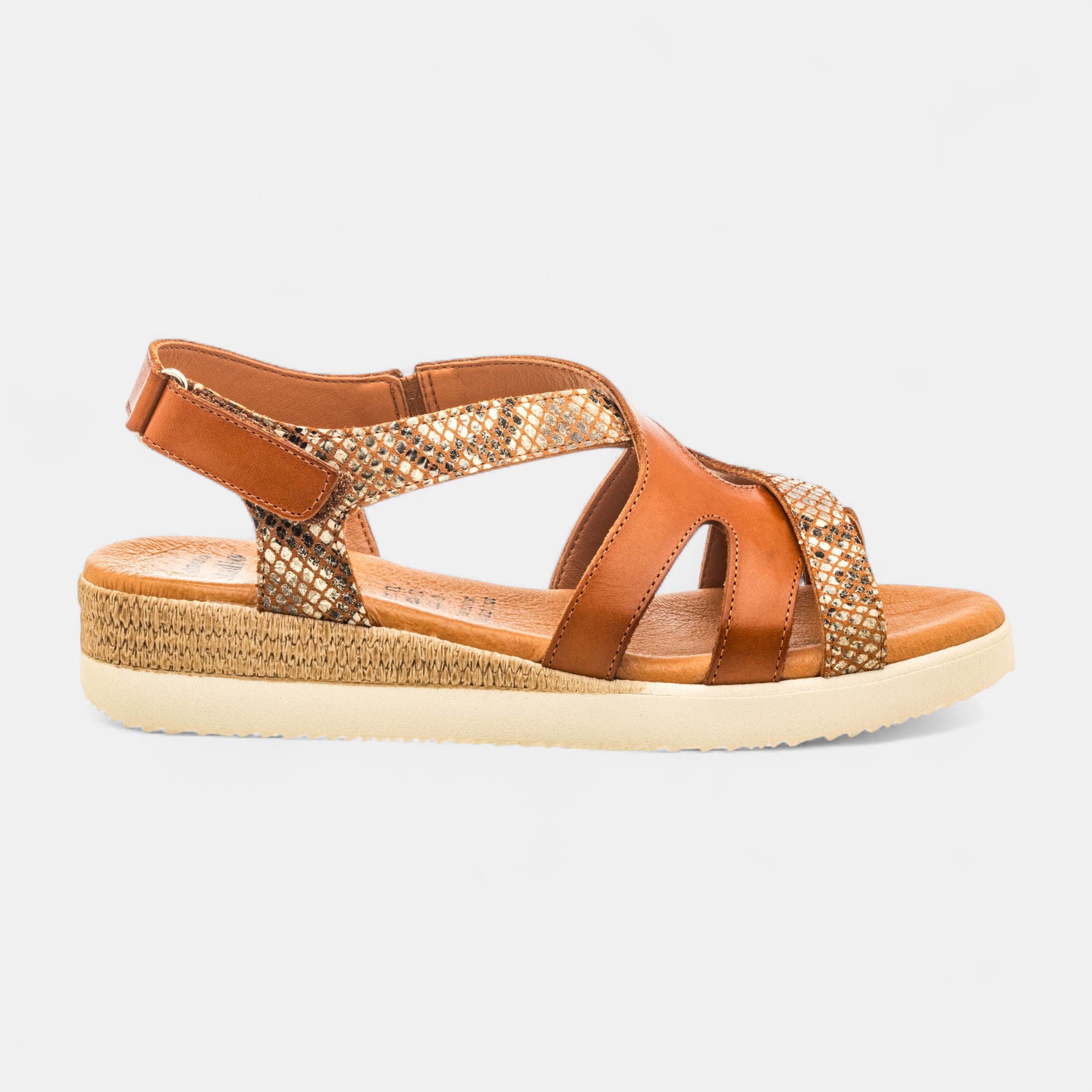 Sandales Femme en cuir cognac