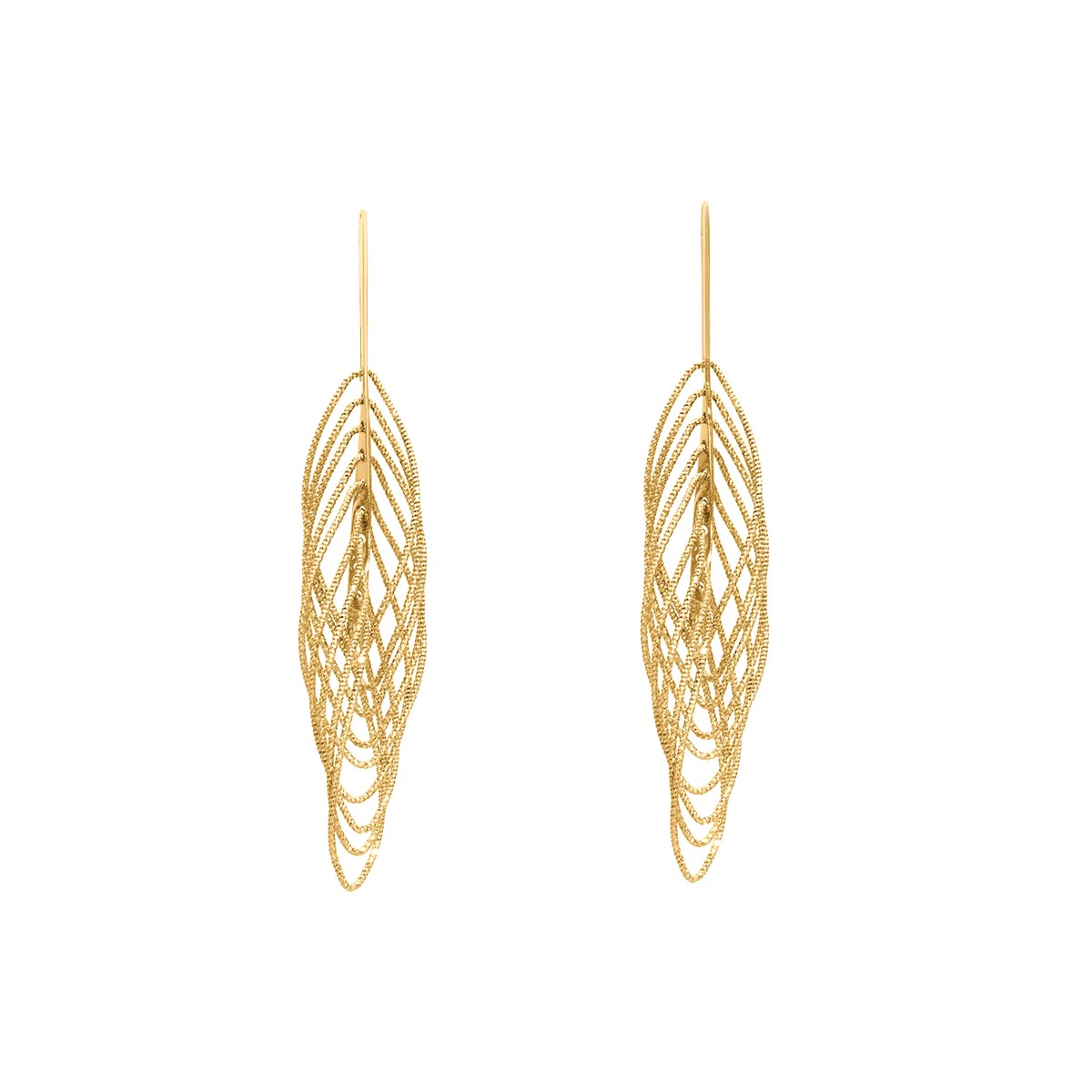 Boucles D'oreilles Argent Doré Spirales Diamantées