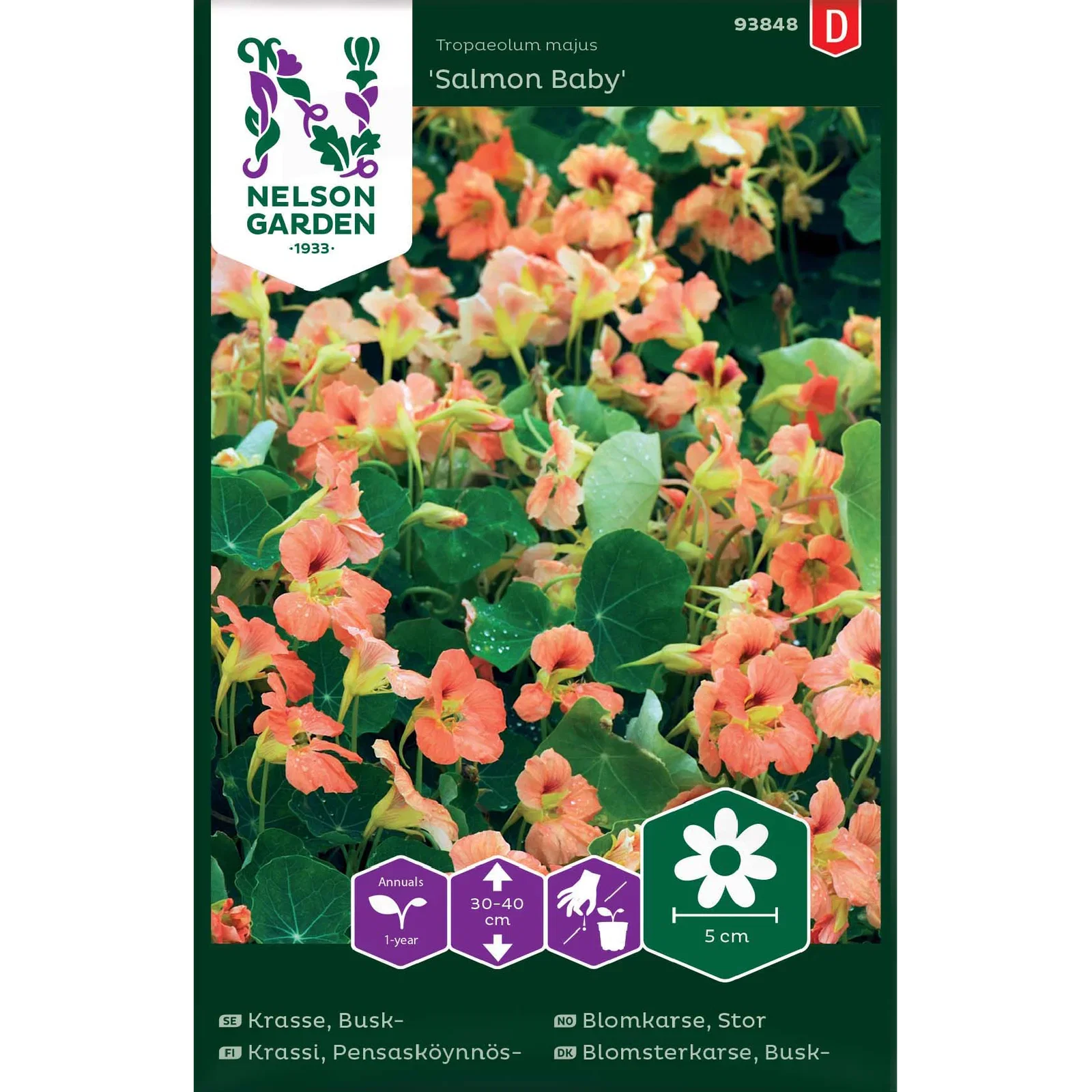 Tropaeolum majus 'Salmon Baby' Stor Blomkarse 'Salmon Baby'
