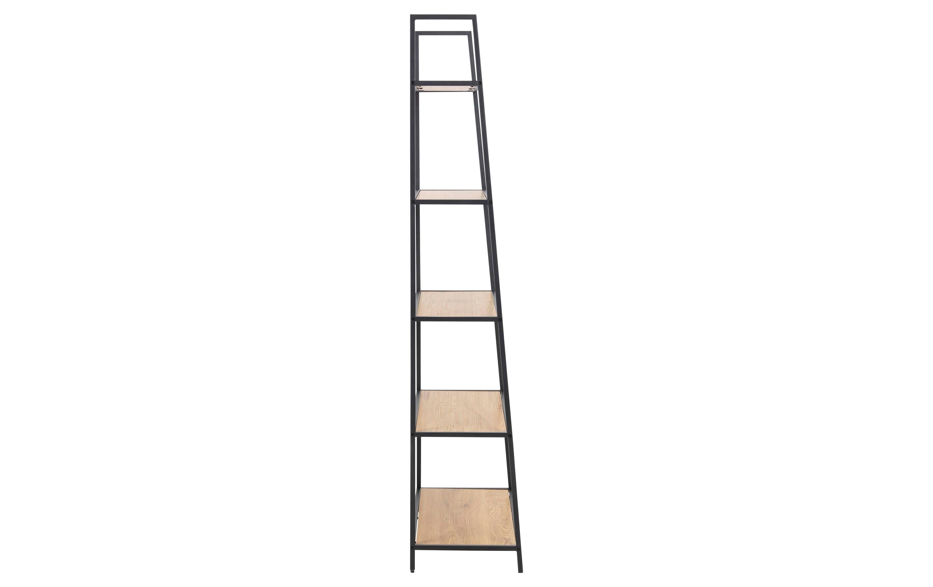 Regal Seaford 77 x 36 x 174.5 cm, Eiche/Schwarz matt<br>Bücherregal