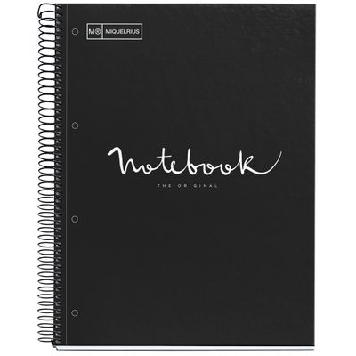Notebook Emotions, couverture rigide, A4, quadrillage 5x5 mm, 80 feuilles de 1 couleur, Miquelrius, Noir.