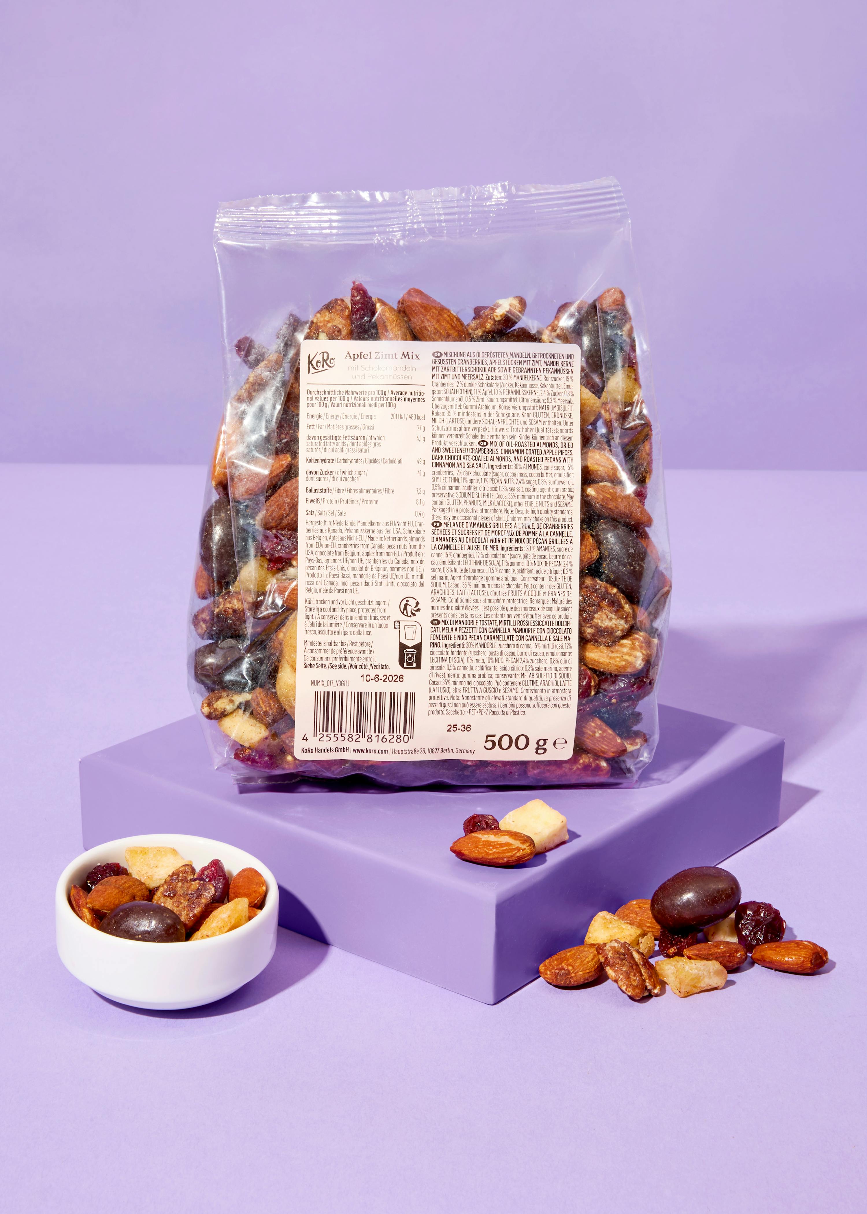 Apfel Zimt Mix mit Schokomandeln und Pekannüssen 500 g