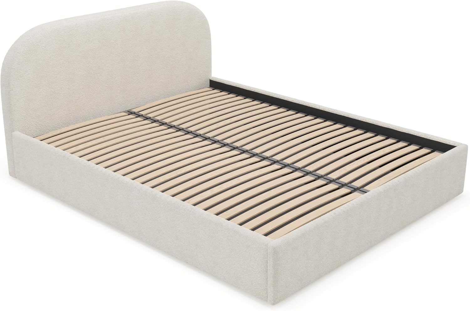 Moon Polsterbett mit Lattenrost aus Holz Doppelbett mit Lattenrost Moon Kopfteil 90x200 120x200 140x200 160x200 180x200 200x200 (Quelle 02 - Creme, 140x200)