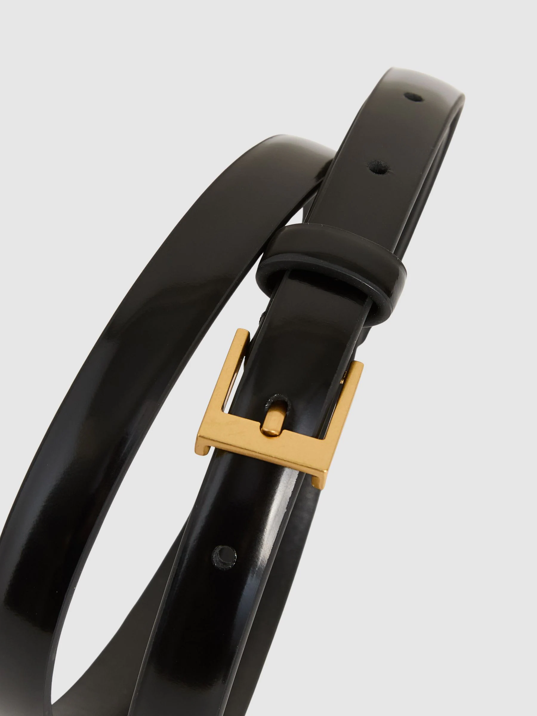 Zwart - Reiss Holly Leren Smalle Riem