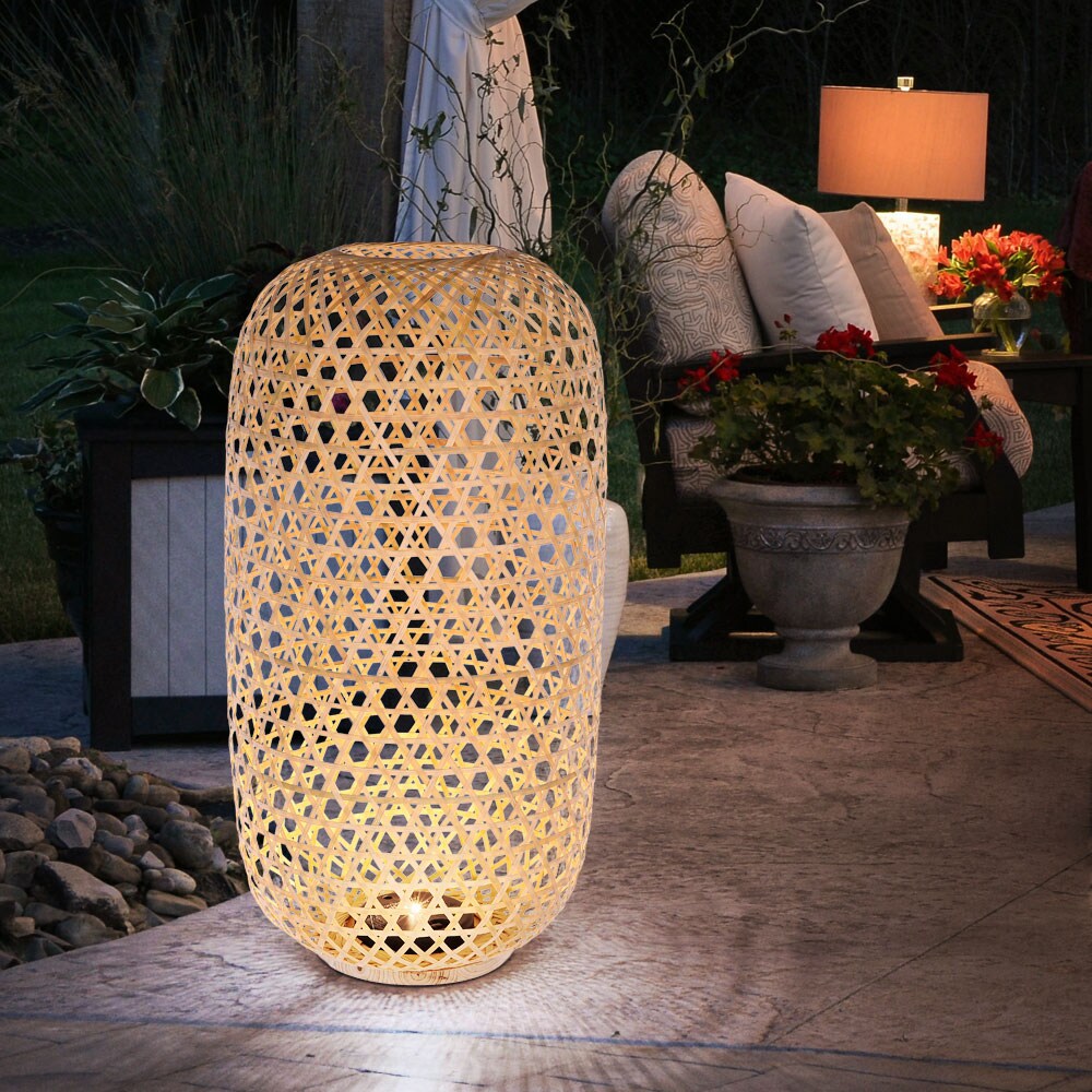 LED Solarleuchte, Bambus, Korbgeflecht, H 56,5 cm