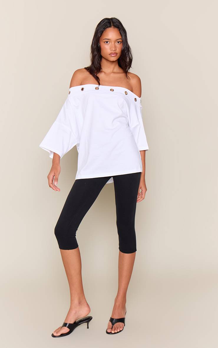Noir Legging Capri En Coton Doux