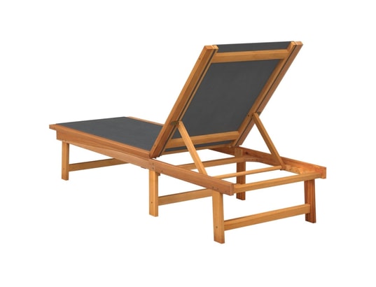 VIDAXL - Bain de soleil Chaises longues lot de 2 noir bois d'acacia solide et textil...