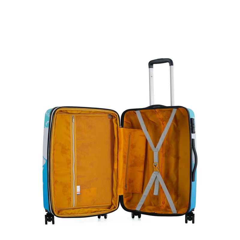Valise cabine rigide 381 Extensible 55 cm Map Vert/bleu