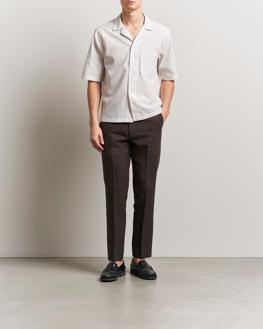 Oscar Jacobson Dandy Linen Trousers Brown