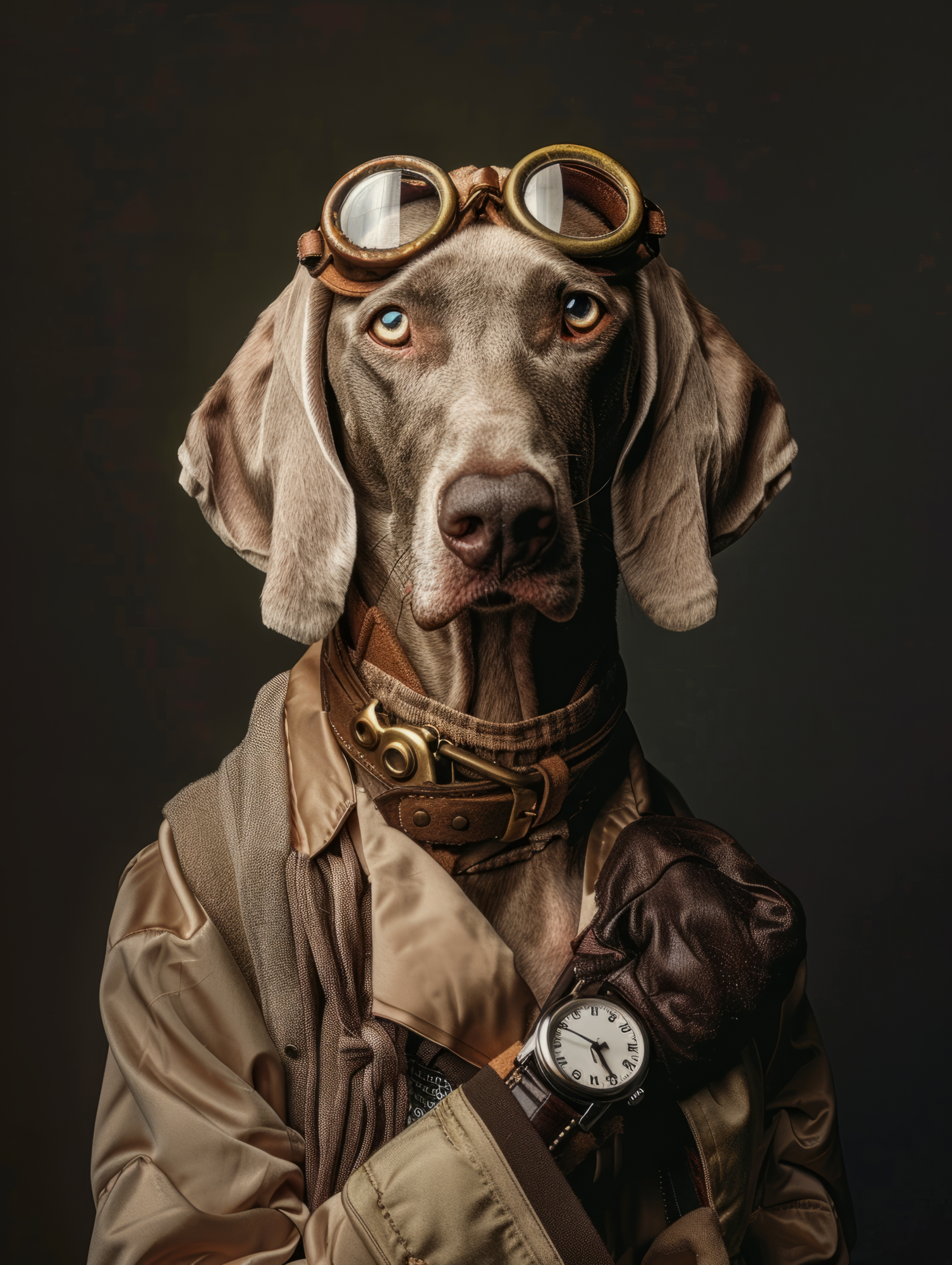 Canvas schilderij van een Weimaraner hond 100x150 cm