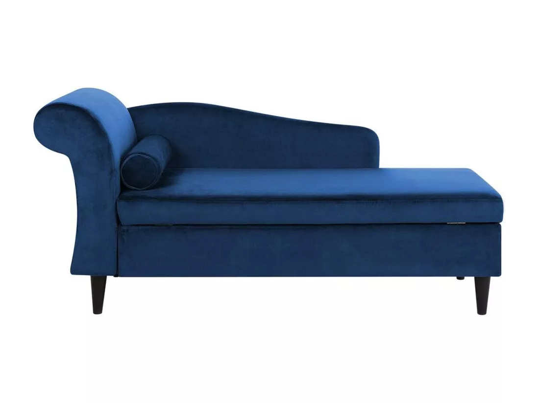 Chaise longue côté droite en velours bleu LUIRO