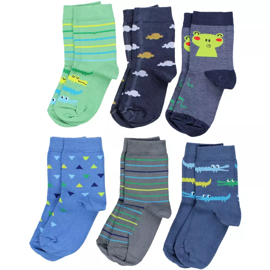 TupTam Kinder Socken Mädchen Jungen Bunt Gemustert 6er Pack grünblau