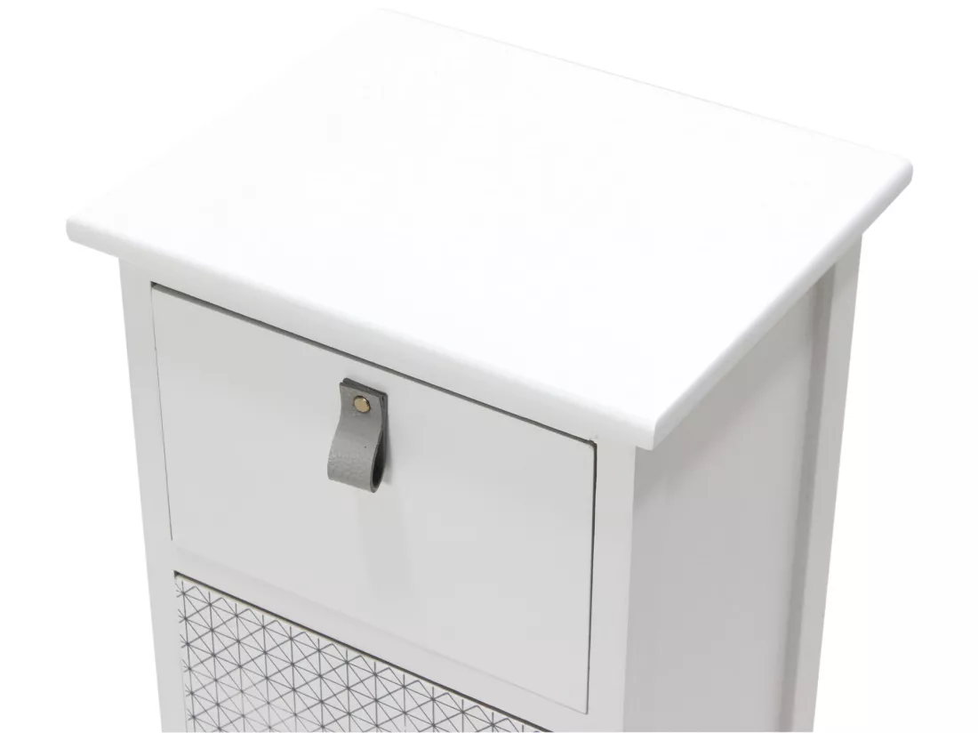 Table De Chevet 3 Tiroirs Bois Mdf Blanc Gris Moderne 59.5x30x25 Cm