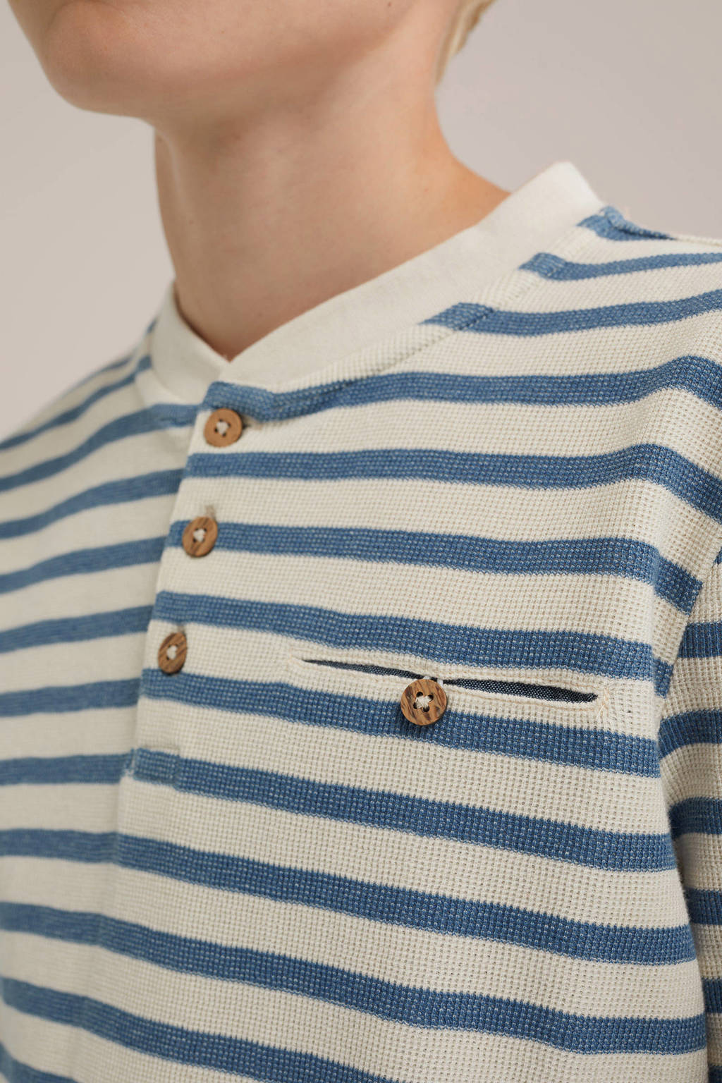 WE Fashion gestreepte longsleeve blauw/wit