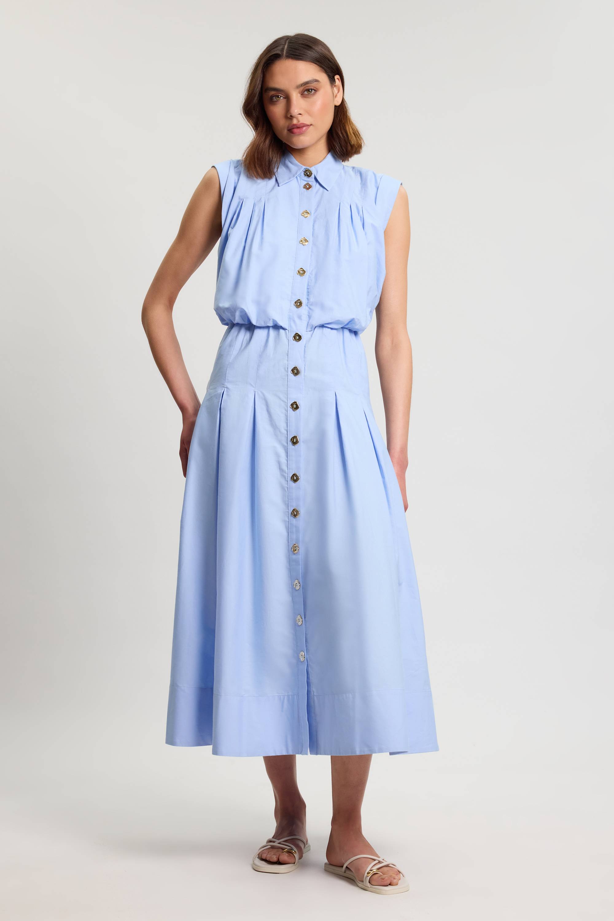 KarenMillen Robe Midi Boutonnée En Popeline De Coton